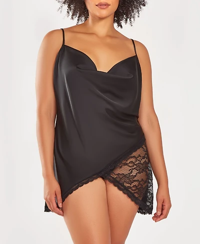 iCollection Plus Size 1 Piece Cowl Neckline Lingerie Chemise