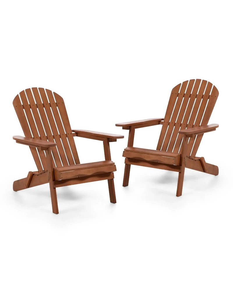 Furniture of America 2 Piece Outdoor Eucalyptus Wood Folding Adirondrack Chairs