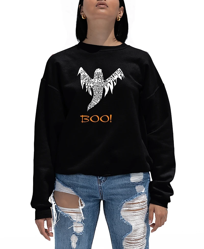 La Pop Art Women's Halloween Ghost Word Art Crewneck Sweatshirt