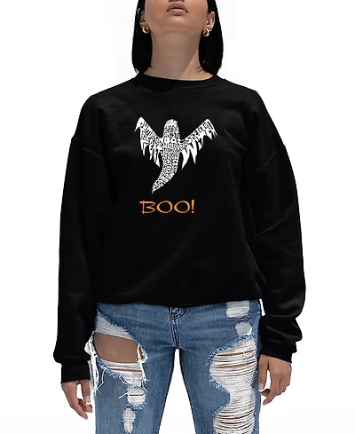 La Pop Art Women's Halloween Ghost Word Art Crewneck Sweatshirt