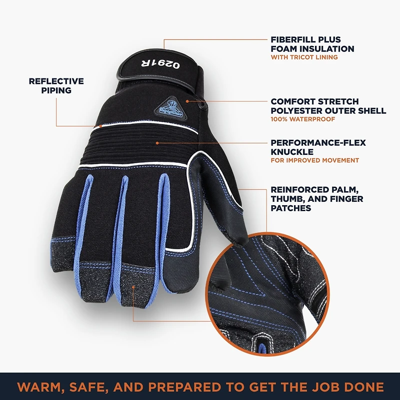 RefrigiWear Men's Frostline Waterproof Fiberfill Insulated Gloves