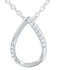 Diamond Open Teardrop 18" Pendant Necklace (1/10 ct. t.w.) in Sterling Silver