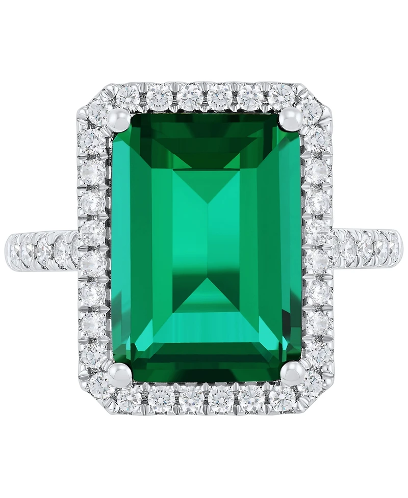 Grown With Love Lab Grown Emerald (6-1/2 ct. t.w.) & Lab Grown Diamond (1/2 ct. t.w.) Ring in 14k White Gold (Also available in Sapphire & Ruby)