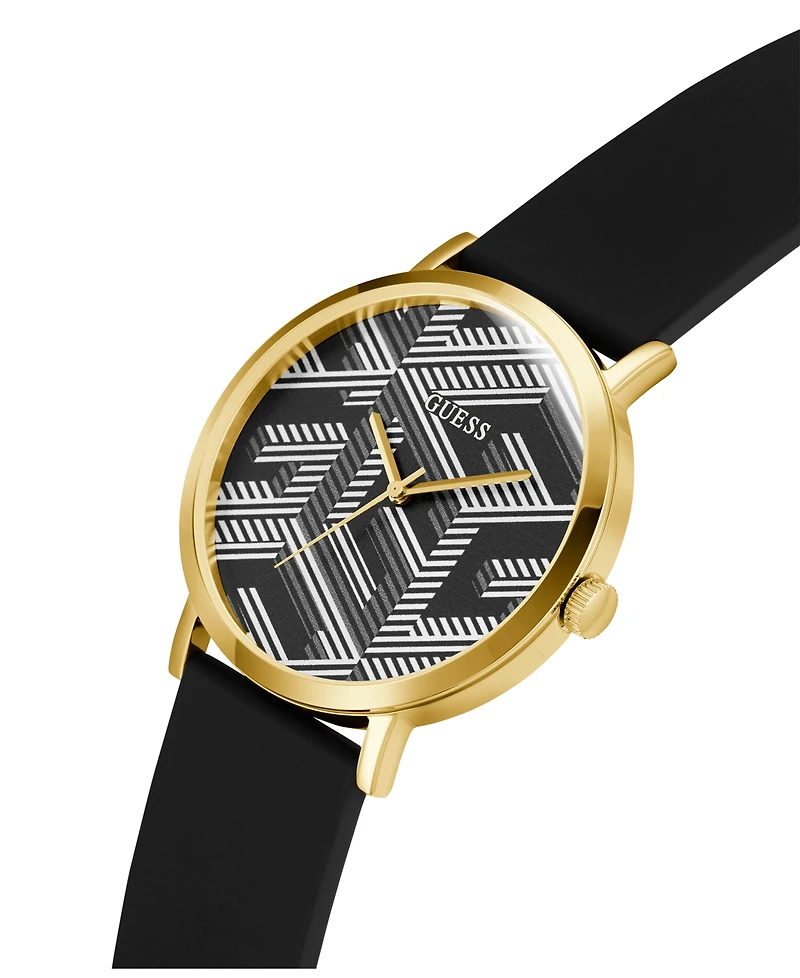 Guess Men's Analog Black Silicone Watch 44mm