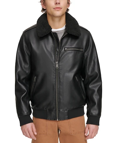 Levi's Men's Sherpa Collar Faux Leather Bomber Jacket