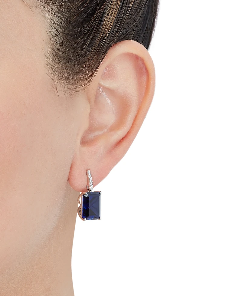 Grown With Love Lab Emerald (10 ct. t.w.) & Diamond (1/10 Drop Earrings 14k Gold