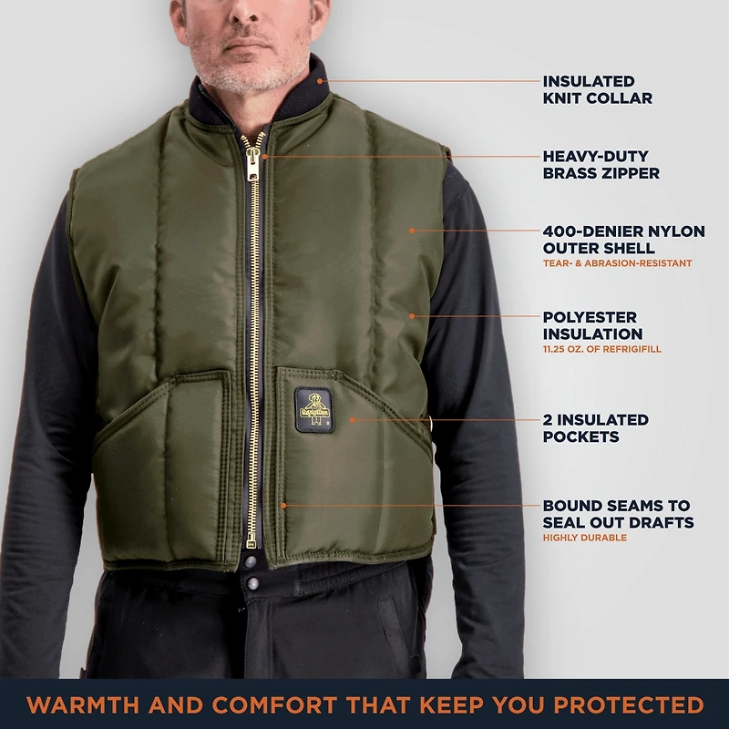 RefrigiWear Men's Iron-Tuff Vest - Extreme Cold Protection, Water-Repellent, Wind-Tight, Durable Workwear