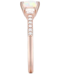 Lab-Grown Morganite (1-3/8 ct. t.w.) & White Sapphire (1/3 Three Stone Ring 14k Rose Gold-Plated Sterling Silver (Also Addit