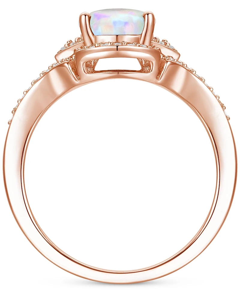 Amethyst (1-1/2 ct. t.w.) & Lab-Grown White Sapphire (1/4 Open Frame Ring 14k Gold-Plated Sterling Silver (Also Additional Gemstones)