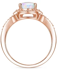 Amethyst (1-1/2 ct. t.w.) & Lab-Grown White Sapphire (1/4 Open Frame Ring 14k Gold-Plated Sterling Silver (Also Additional Gemstones)