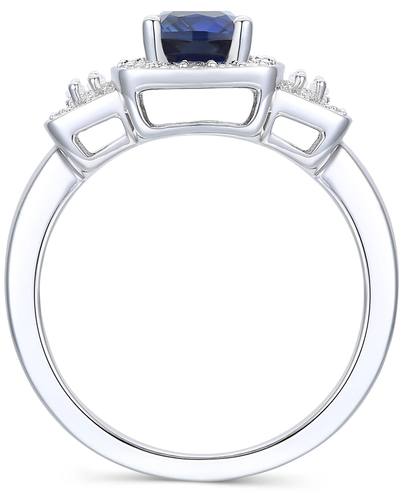 Lab-Grown Emerald (1 ct. t.w.) & White Sapphire (1/2 Halo Statement Ring 14k Gold-Plated Sterling Silver (Also Additional Ge