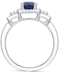 Lab-Grown Emerald (1 ct. t.w.) & White Sapphire (1/2 Halo Statement Ring 14k Gold-Plated Sterling Silver (Also Additional Ge