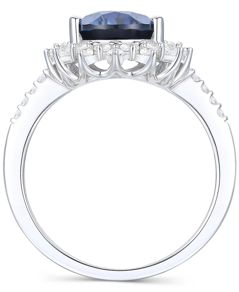 Lab-Grown Opal (7/8 ct. t.w.) & White Sapphire (5/8 Halo Ring 14k Rose Gold-Plated Sterling Silver (Also Ruby La