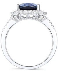 Lab-Grown Opal (7/8 ct. t.w.) & White Sapphire (5/8 Halo Ring 14k Rose Gold-Plated Sterling Silver (Also Ruby La