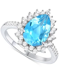 Amethyst (2-1/2 ct. t.w.) & Lab-Grown White Sapphire (5/8 Pear Halo Ring 14k Gold-Plated Sterling Silver (Also Blue Topaz)