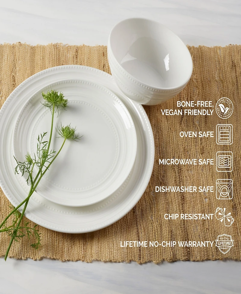 Mikasa Patterson Vegan Bone Chip Resistant 12 Piece Dinnerware Set, Service for 4