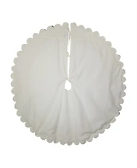 Kurt Adler 60" Beads Scalloped Ivory Embroidered Tree Skirt
