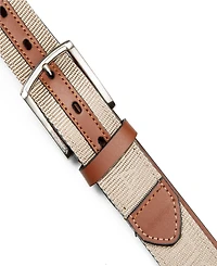 Nautica Men's Leather Tab Signature Webbing Logo Belt