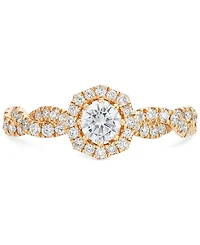 Diamond Halo Twist-Shank Engagement Ring (3/4 ct. t.w.) in 14k Gold