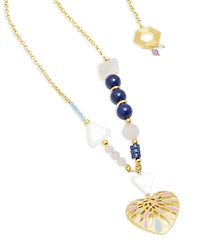 Nectar Nectar New York 18k Gold-Plated Mixed Gemstone Heart Pendant Necklace, 36" + 10" extender