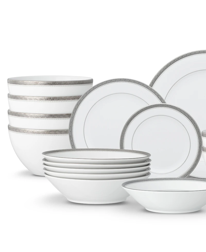 Noritake Charlotta Platinum 30-Piece Dinnerware Set, Service For 6