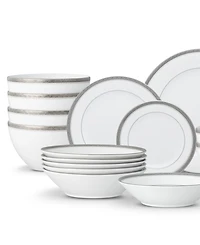 Noritake Charlotta Platinum 30-Piece Dinnerware Set, Service For 6