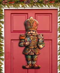 Designocracy Clara and Nutcracker Prince Christmas Door Hanger Wooden Door Decor G. DeBrekht