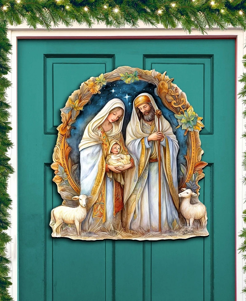 Designocracy Nostalgic Nativity Scene Christmas Wooden Wall Decor Door Decor G. DeBrekht