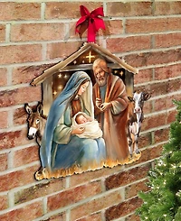 Designocracy Born Under Bright Star Nativity Christmas Wooden Door Decor G. DeBrekht
