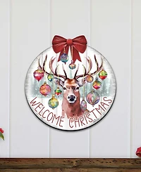 Designocracy Welcome Christmas Wooden Door Decor Welcome Sign Hanging Decoration G. DeBrekht