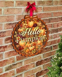 Designocracy Holiday Wooden Door Decor Welcome Sign Hello Pumpkin G. DeBrekht