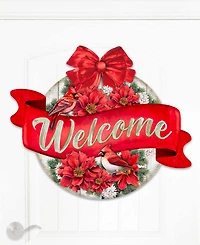 Designocracy Christmas Wreath Christmas Wooden Door Decor Welcome Sign G. DeBrekht