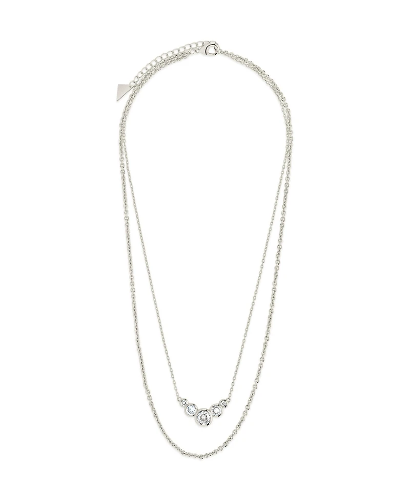 Sterling Forever Cubic Zirconia Eileen Layered Necklace