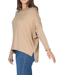 24seven Comfort Apparel Women's Long Sleeve Oversized Dolman Top