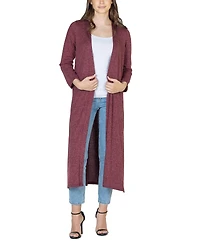 24seven Comfort Apparel Women's Long Duster Open Front Knit Cardigan Jacket