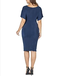 24seven Comfort Apparel Women's Short Sleeve V-neck Twist Front Dress