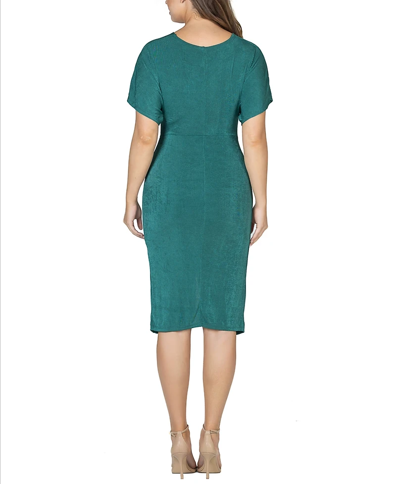 24seven Comfort Apparel Women's Short Sleeve V-neck Twist Front Dress