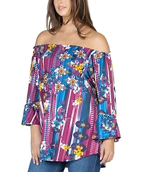 24seven Comfort Apparel Women's Floral Losse Fit Tunic Top
