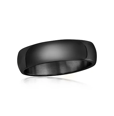 Metallo Stainless Steel Polished Ring - Black Plated