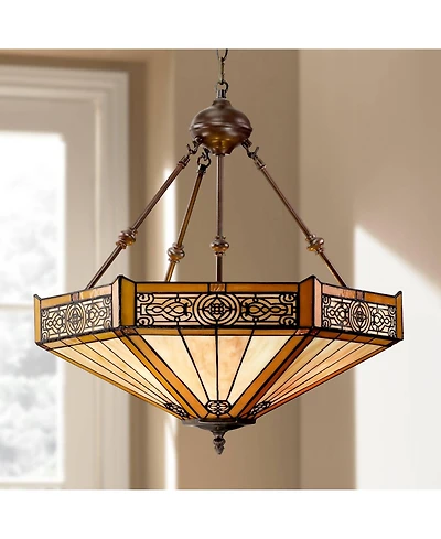 Stratford Bronze Pendant Chandelier Lighting 20 3/4" Wide Farmhouse Rustic Art Glass 3-Light Fixture for Dining Room Living House Home Foyer Kitc