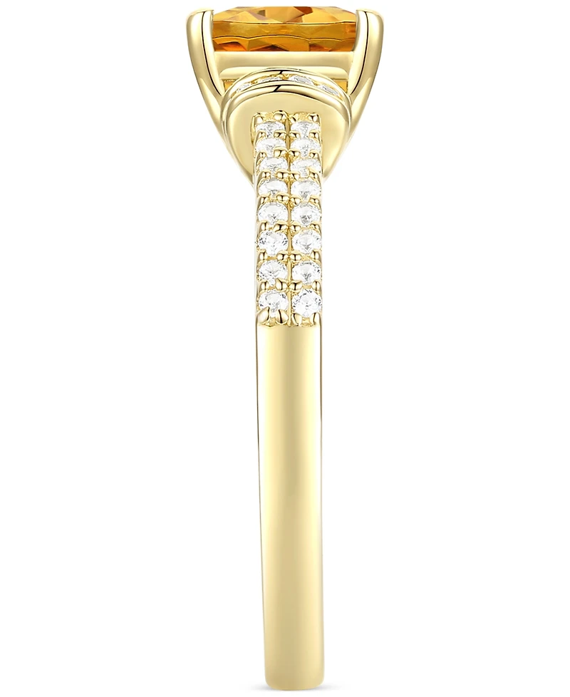 Amethyst (1-1/3 ct. t.w.) & Lab-Grown White Sapphire (1/4 Cushion Ring 14k Gold-Plated Sterling Silver (Also Additional Gemstones)