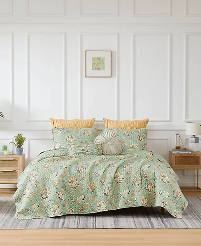 Southshore Fine Linens Jacobean Willow 7 Piece Quilt Set, Full/Queen