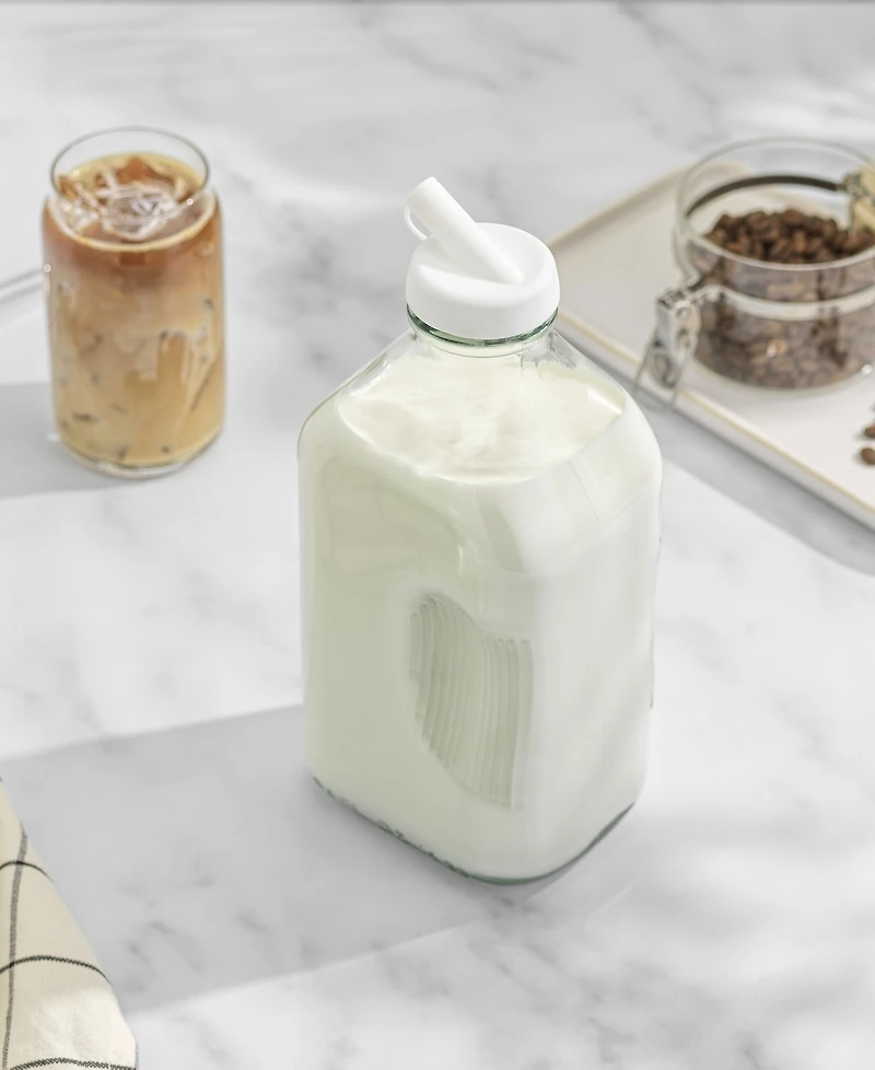 JoyJolt Glass Milk Bottles with Lids 64 oz