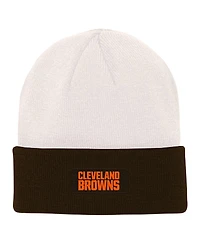 Big Boys and Girls Cream, Brown Cleveland Browns Bone Cuffed Knit Hat