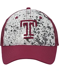 Men's Colosseum Gray, Cherry Temple Owls Love Fern Trucker Snapback Hat