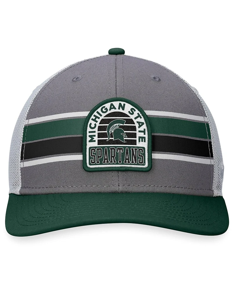 Men's Top of the World Gray, Green Michigan State Spartans Aurora Trucker Adjustable Hat