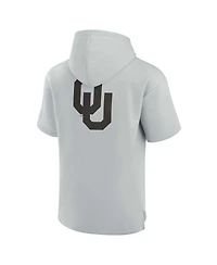 Men's and Women's Fanatics Signature Gray Oklahoma Sooners Super Soft Fleece Short Sleeve Pullover Hoodie