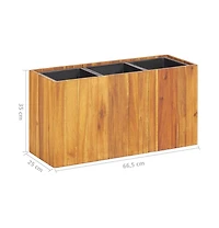 Garden Raised Bed with 3 Pots Solid Acacia Wood