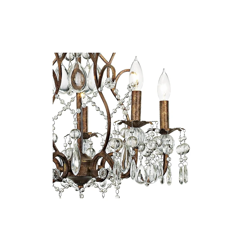 Vienna Full Spectrum Jolie Bronze Pendant Chandelier 19 1/2" Wide French Crystal Beaded 5-Light Fixture for Dining Room House Kitchen Island Bedr
