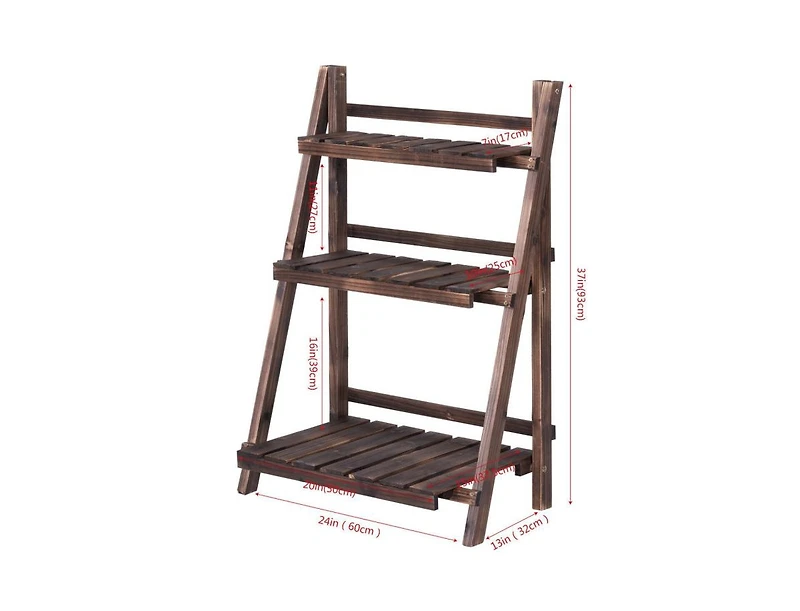 3 Tier Outdoor Wood Design Folding Display Flower Stand
